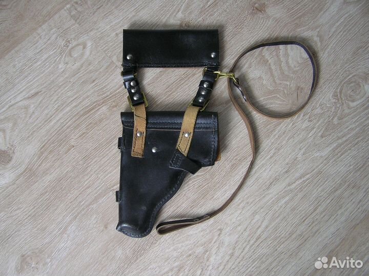 Кобура вмф Кожа пм Макаров. Черная