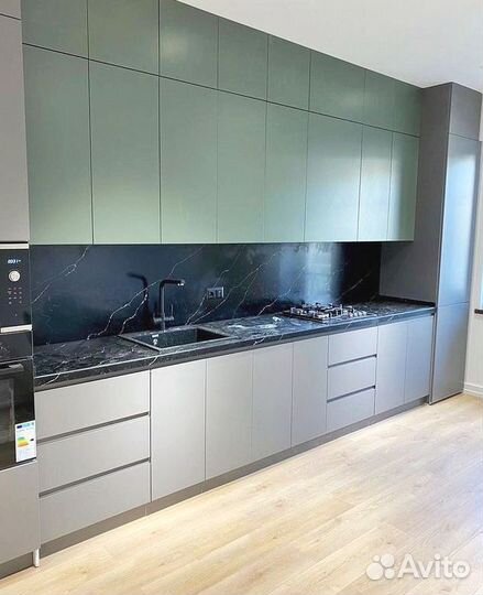 Кухня из шпона с подсветкой на заказ