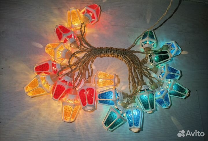 Елочная гирлянда Свияга Радуга 1 Фонарики СССР бел