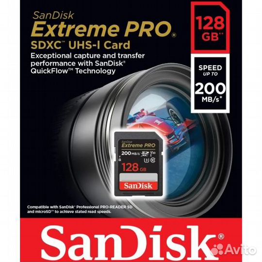 Карта памяти SanDisk Extreme Pro 128GB 200/90 MB/s