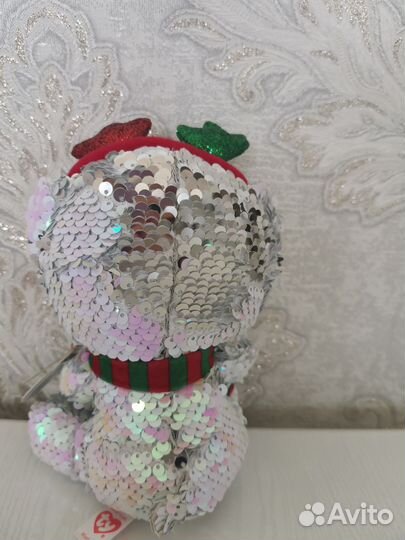 Мягкая игрушка медвежонок с ободком, Паетки