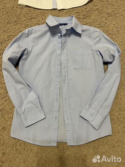 Рубашка белая и голубая на мальчика размер 128