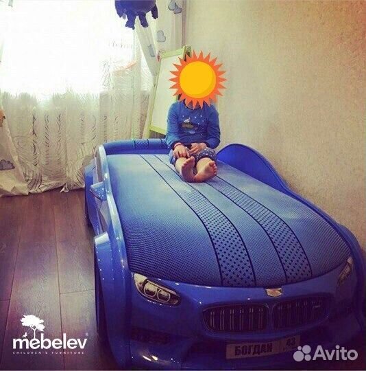 Синяя кровать для мальчика нео