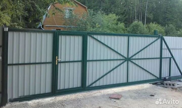 Откатные ворота под ключ с доставкой и установкой