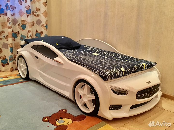 Кровать 3D пластиковая с подсветкой EVO Мерс белый