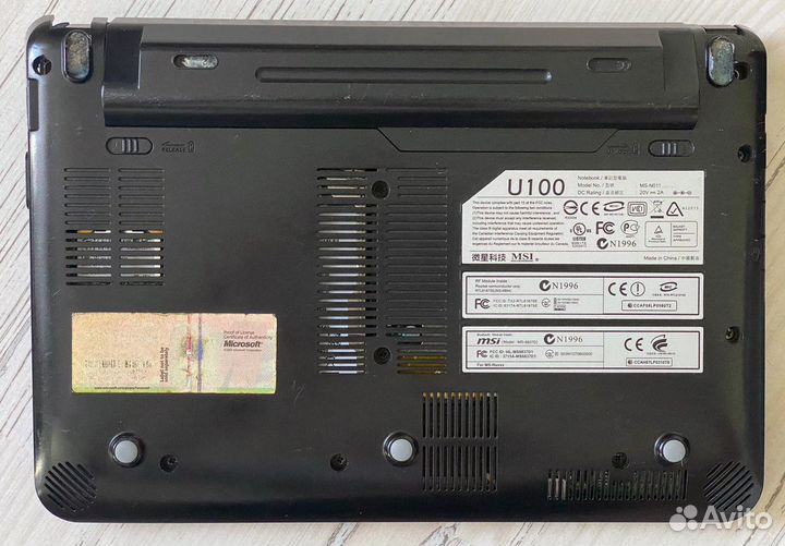 MSI U100 нетбук, рабочий
