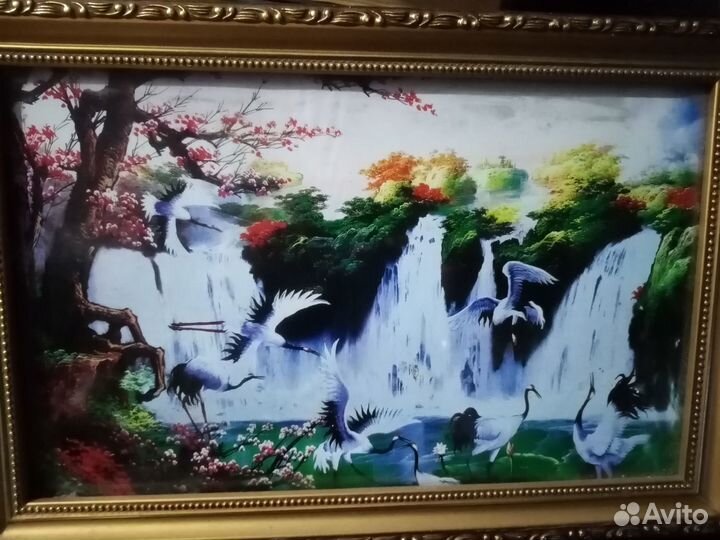 Живая картина водопад с подсветкой