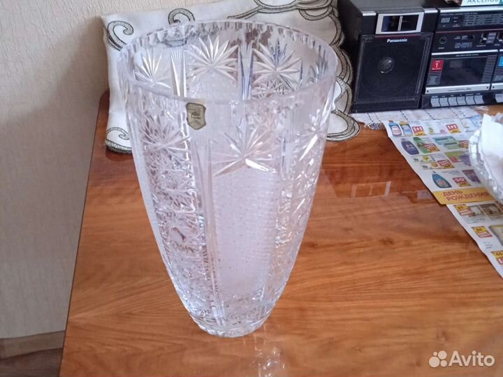 Хрустальные вазы 30 см СССР и Польша