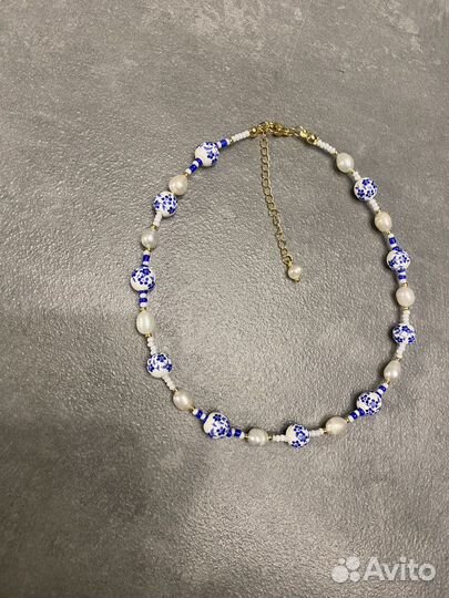 Чокер в винтажном стиле из натурального жемчуга