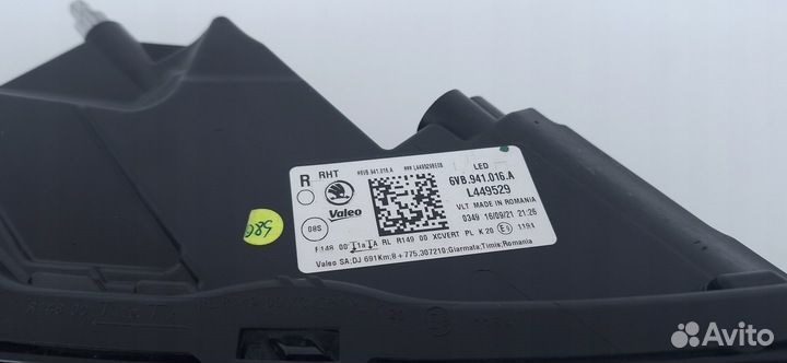 Skoda fabia IV 4 фара правая full LED