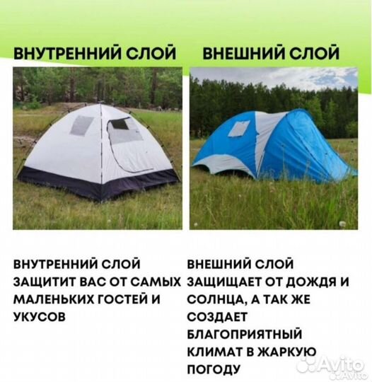 Палатка 3х местная с тентом