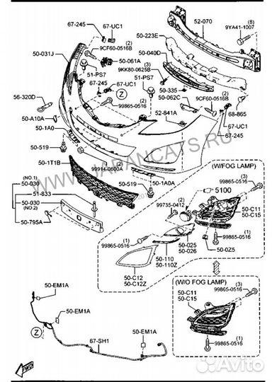 Кронштейн противотуманной фары левый mazda