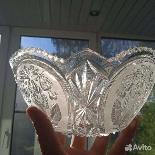 Хрустальная ваза-салатник, для сервировки