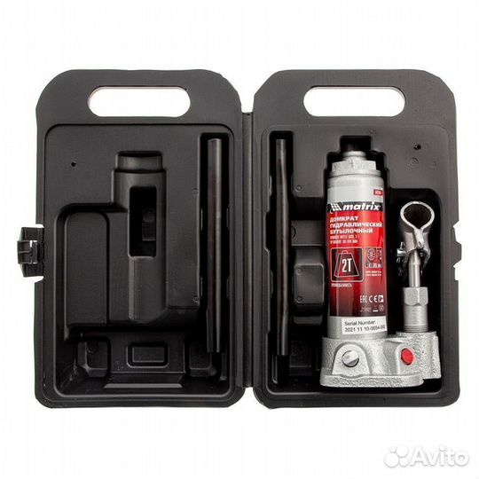 Домкрат Matrix бутылочный, 2 т, 181-345 мм, в кейс