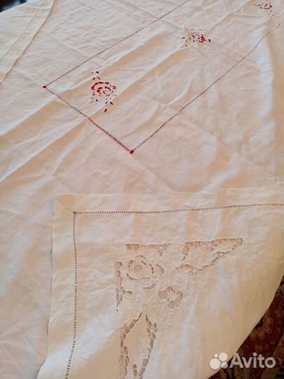 Винтажная льняная скатерть