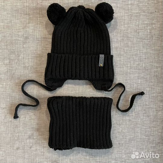 Демисезонная шапка и снуд русбубон 1,5-3 года