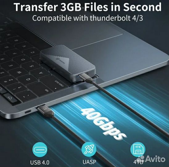 Внешний корпус для nvme SSD 40 Гбит/с Thunderbolt