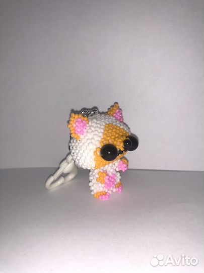 Амигуруми из бисера котик, брелок
