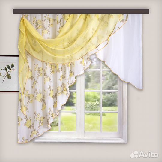 Комплект штор для кухни Иллюзия 300х150 см, золото