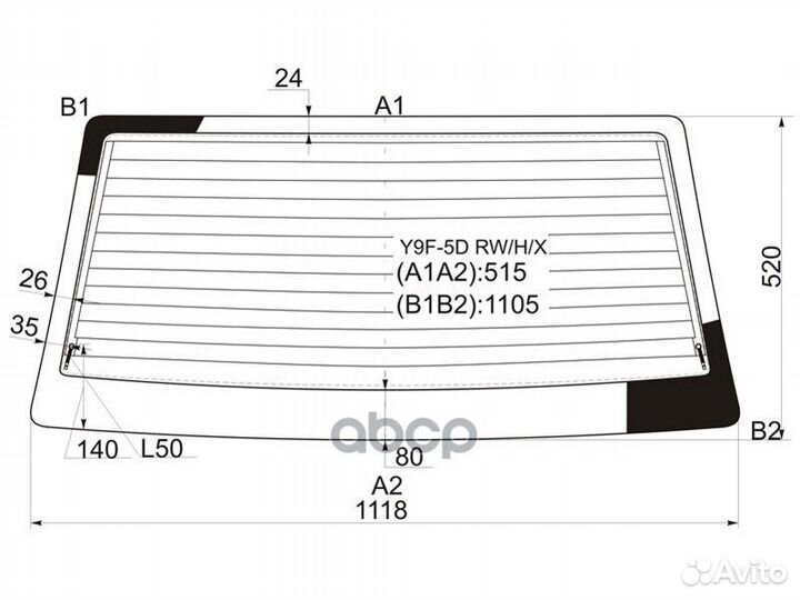 Стекло заднее с обогревом suzuki cultus swift 5