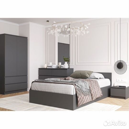 Кровать 120 см графит