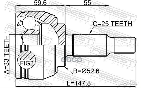 ШРУС наружный 33x52.6x25 2410-dust Febest