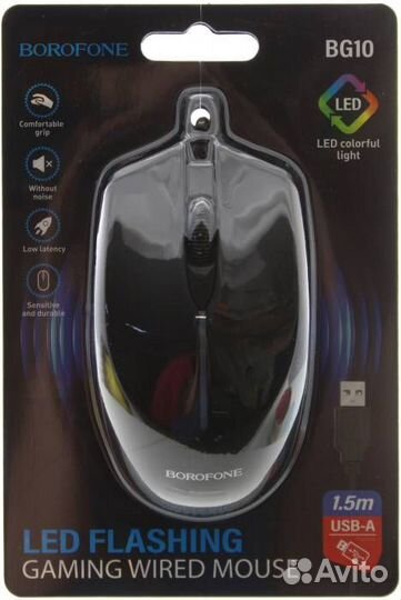 Мышь проводная игровая borofone BG10 Soaring USB ч