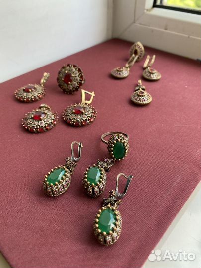 Серебряные серьги, кулоны, кольца