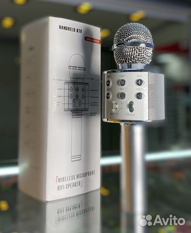 Беспроводной караоке-микрофон WS-858 (серебристый)