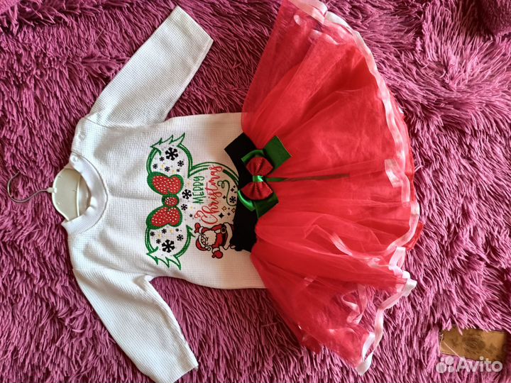 Новогоднее боди с юбкой для девочки