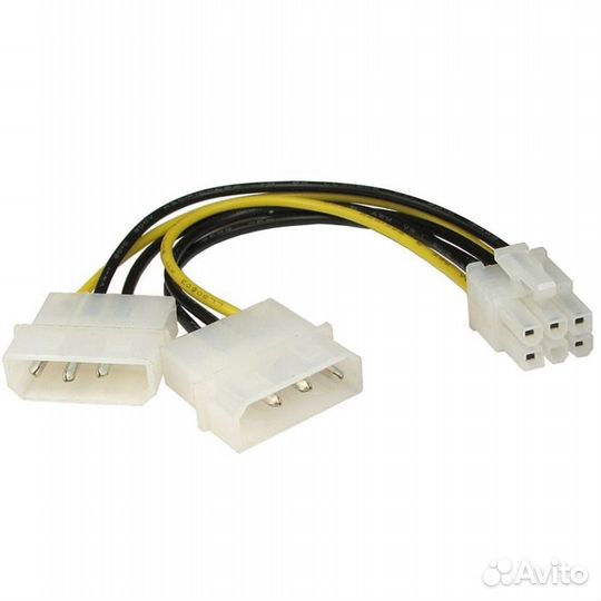 Новый переходник 2x molex - 6pin для видеокарты