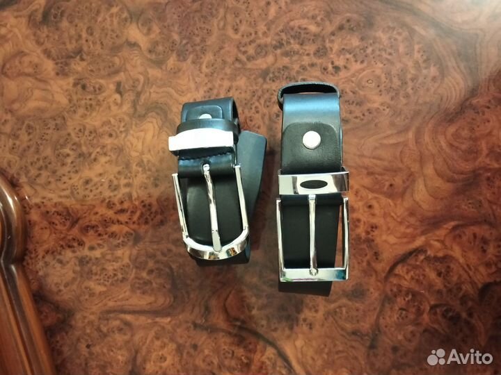 Мужской кожаный ремень черный (подростковый)