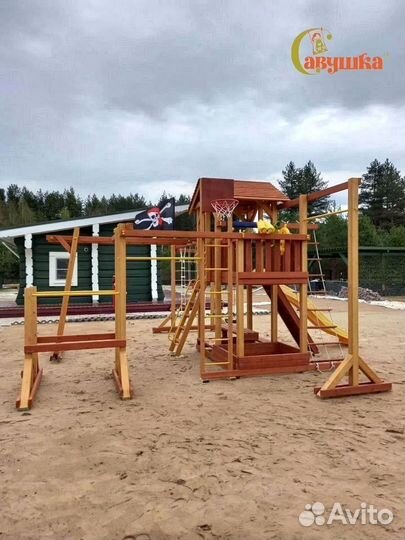 Детский комплекс песочница горка качели