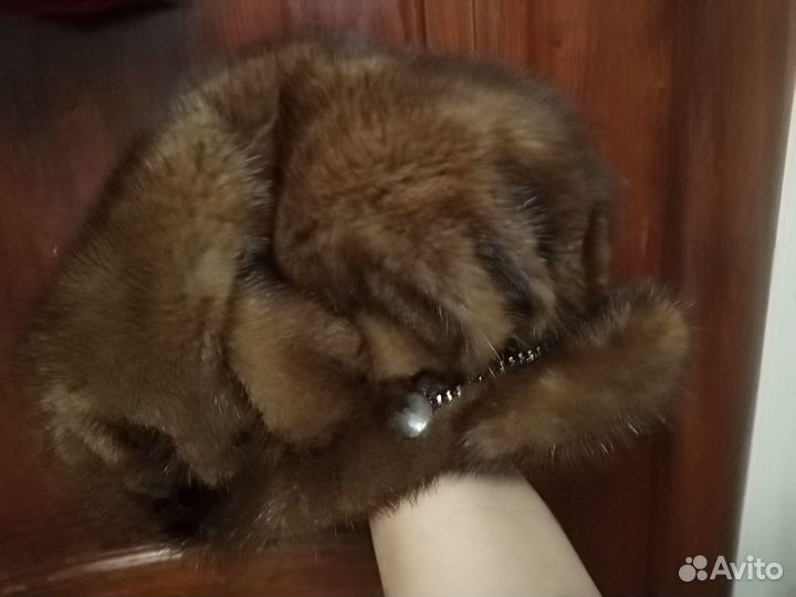 Шапка-кепка женская норковая, б/у