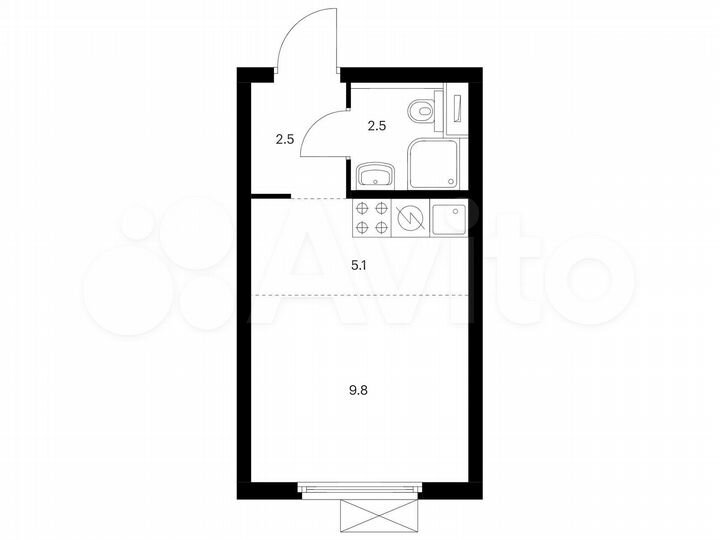 Квартира-студия, 19,9 м², 13/33 эт.