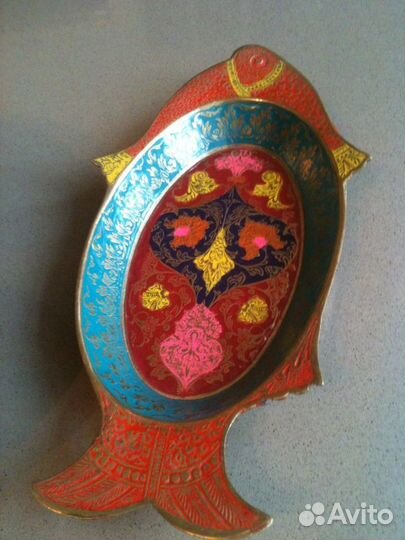 Фруктовница/ блюдо в виде рыбы латунь, Индия