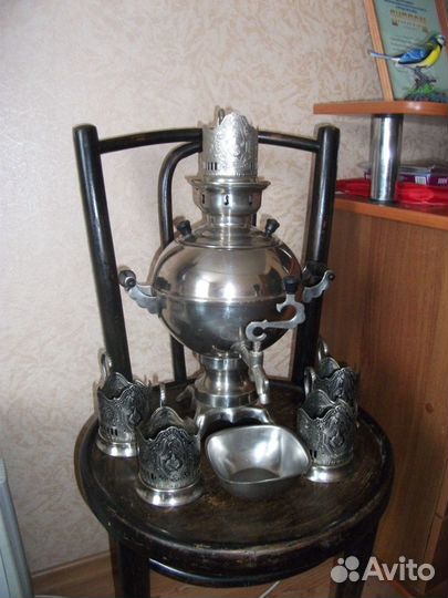 Самовар шар СССР 1981г и подстаканники
