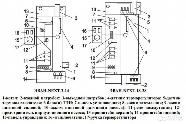 Котел электрический настенный 7кВт next-7 Эван 12