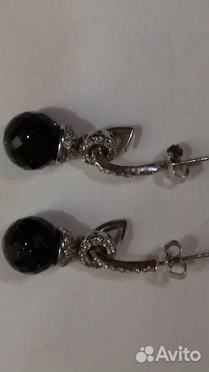 Серьги. серебро 925 проба. авантюрин