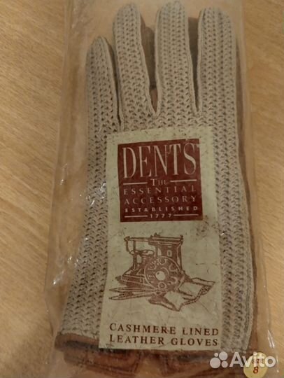 Перчатки женские кожаные бежевые 8