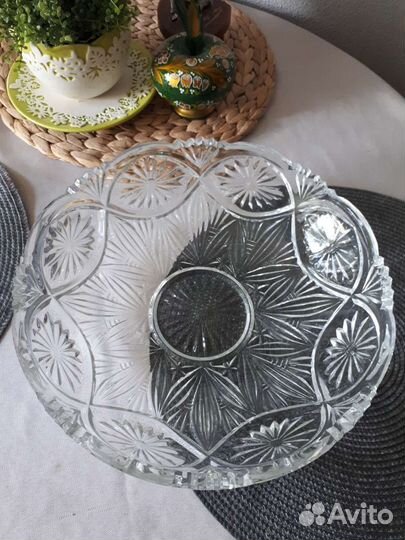 Хрустальная ваза для фруктов ссср, диам.30см