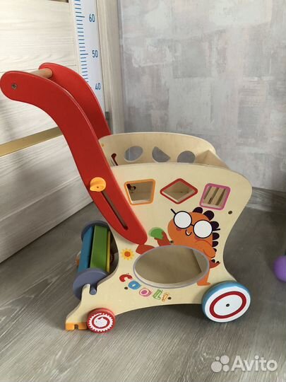 Деревянная Тележка каталка, ходунки,толокар