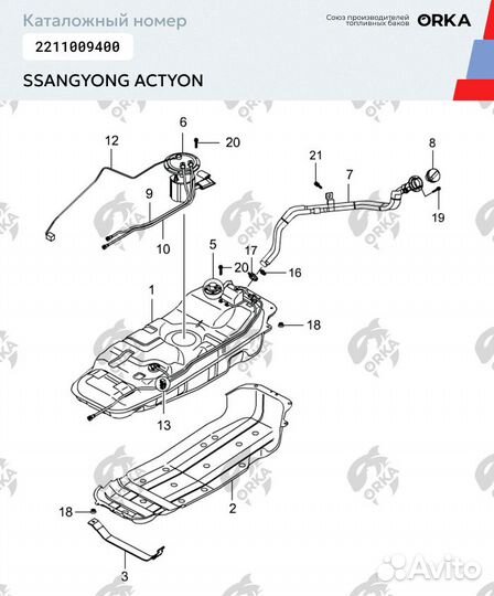 Пластиковый бензобак SsangYong Actyon