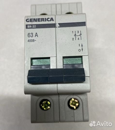 Рубильник модульный generica вн-32 2P 63А однофазный иэк (выключатель нагрузки) MNV15-2-063