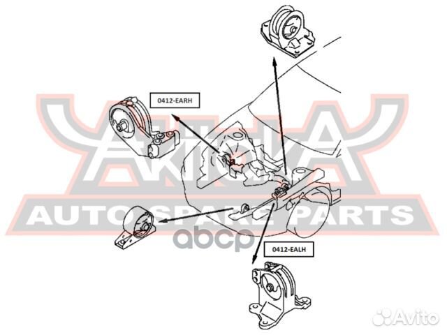Подушка двигателя ат лев 0412ealh asva