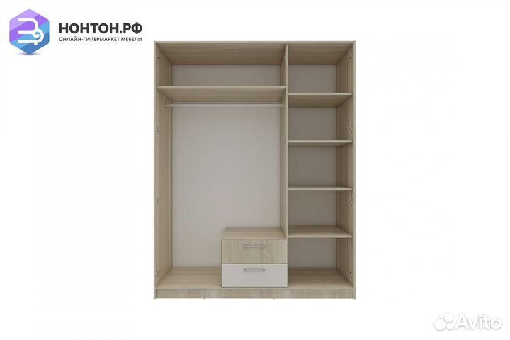 Шкаф 3-х дверный с зеркалом Камила ясень светлый