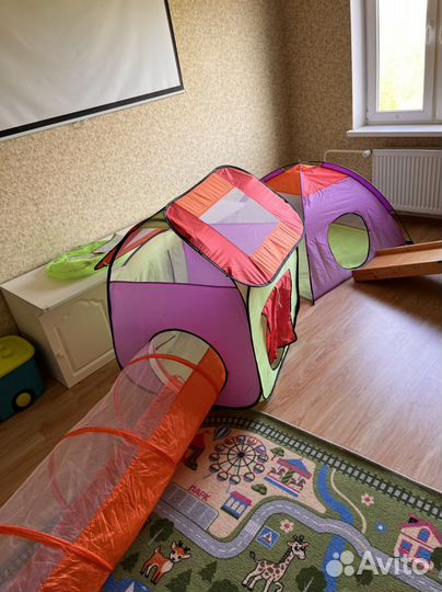 Палатка детская игровая с манежем и туннелем