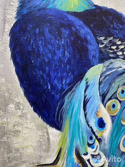 Картина маслом павлин