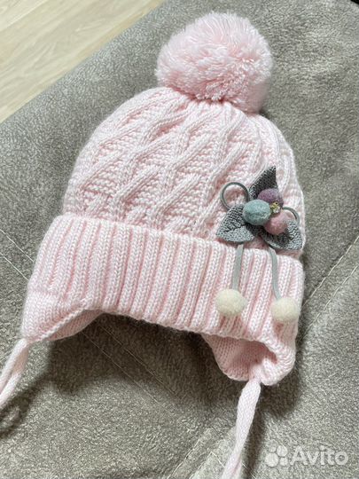 Зимняя шапка на девочку 1 месяц