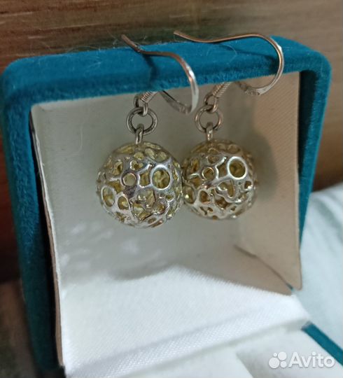 Серьги шары серебро